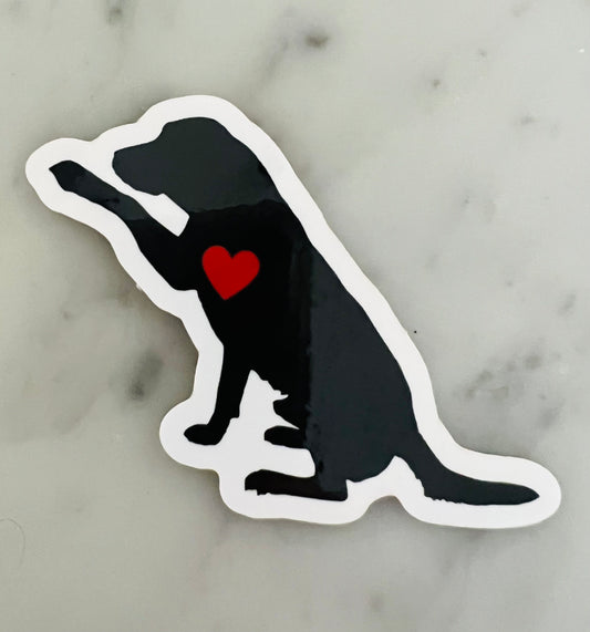 Black Lab with paw sticker